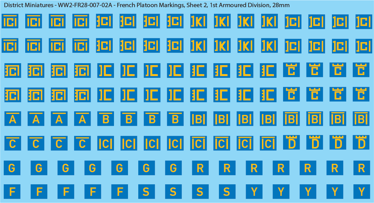 WW2 France - French Platoon Markings (Multiple Options), 28mm