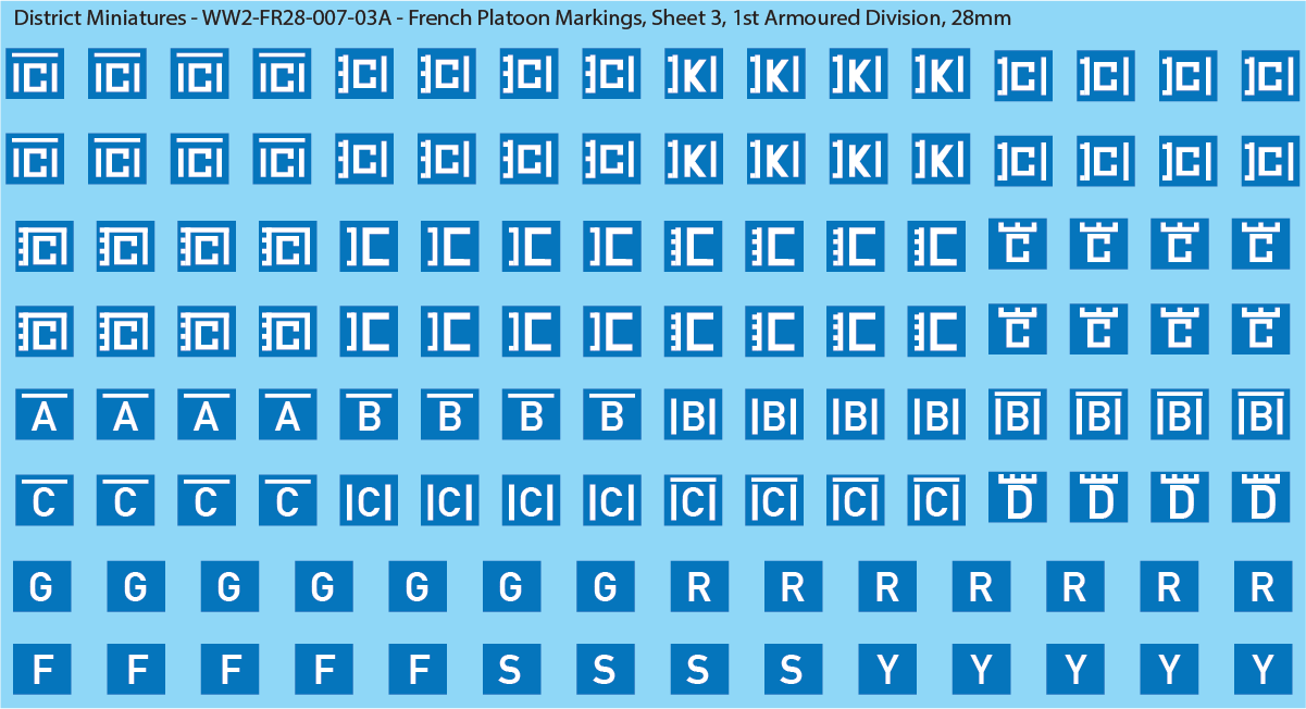 WW2 France - French Platoon Markings (Multiple Options), 28mm