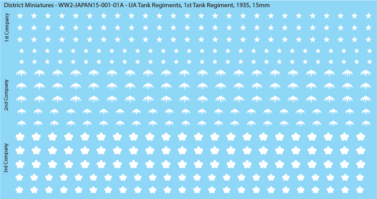 WW2 Japanese - IJA Tank Regiments, 15mm Decals