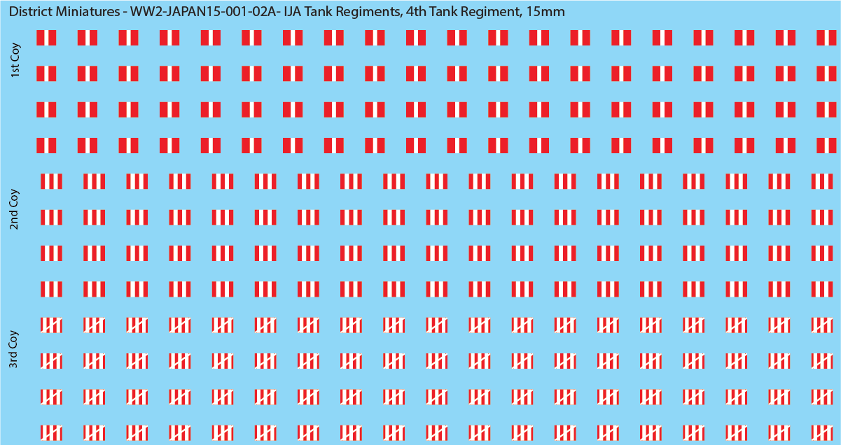 WW2 Japanese - IJA Tank Regiments, 15mm Decals