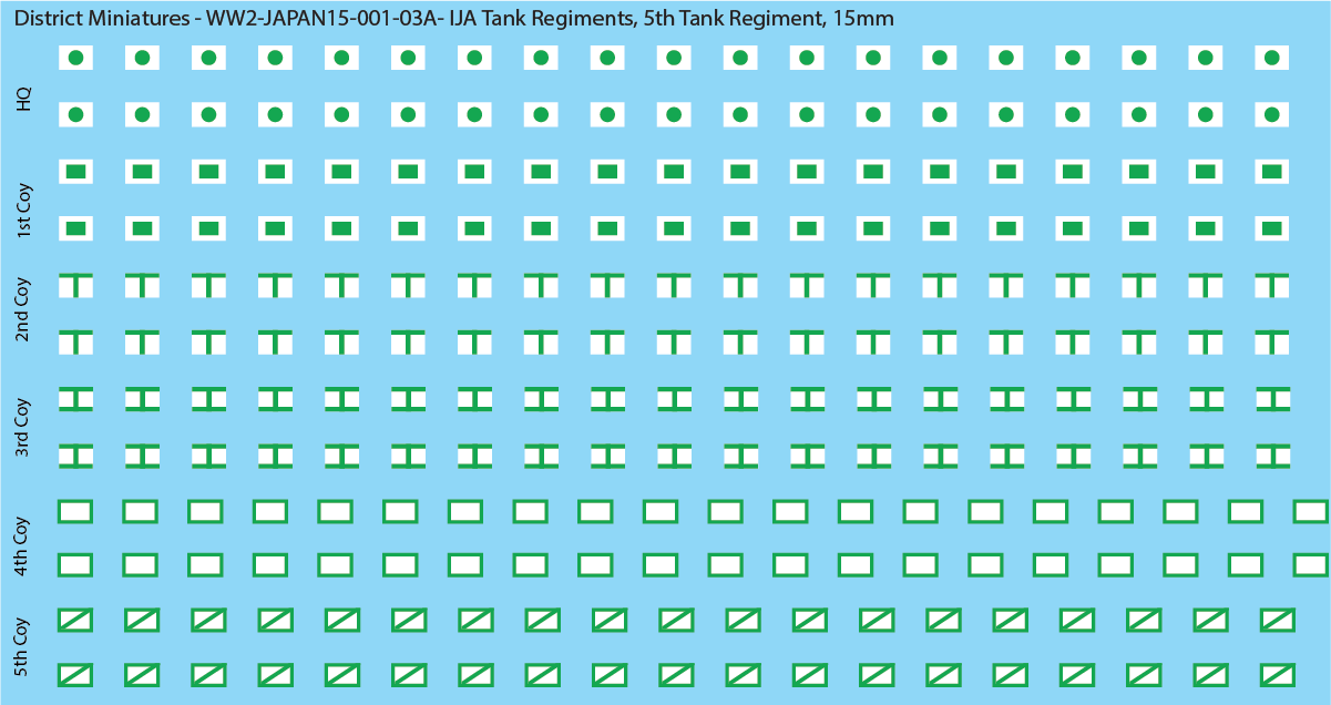 WW2 Japanese - IJA Tank Regiments, 15mm Decals