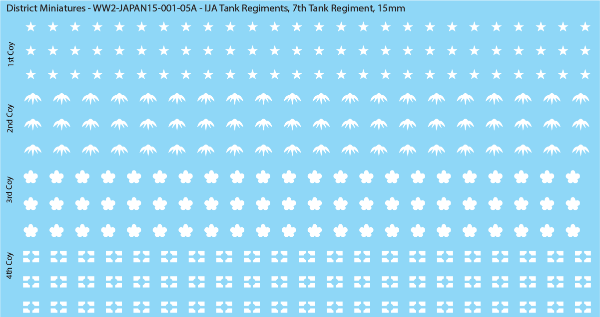 WW2 Japanese - IJA Tank Regiments, 15mm Decals