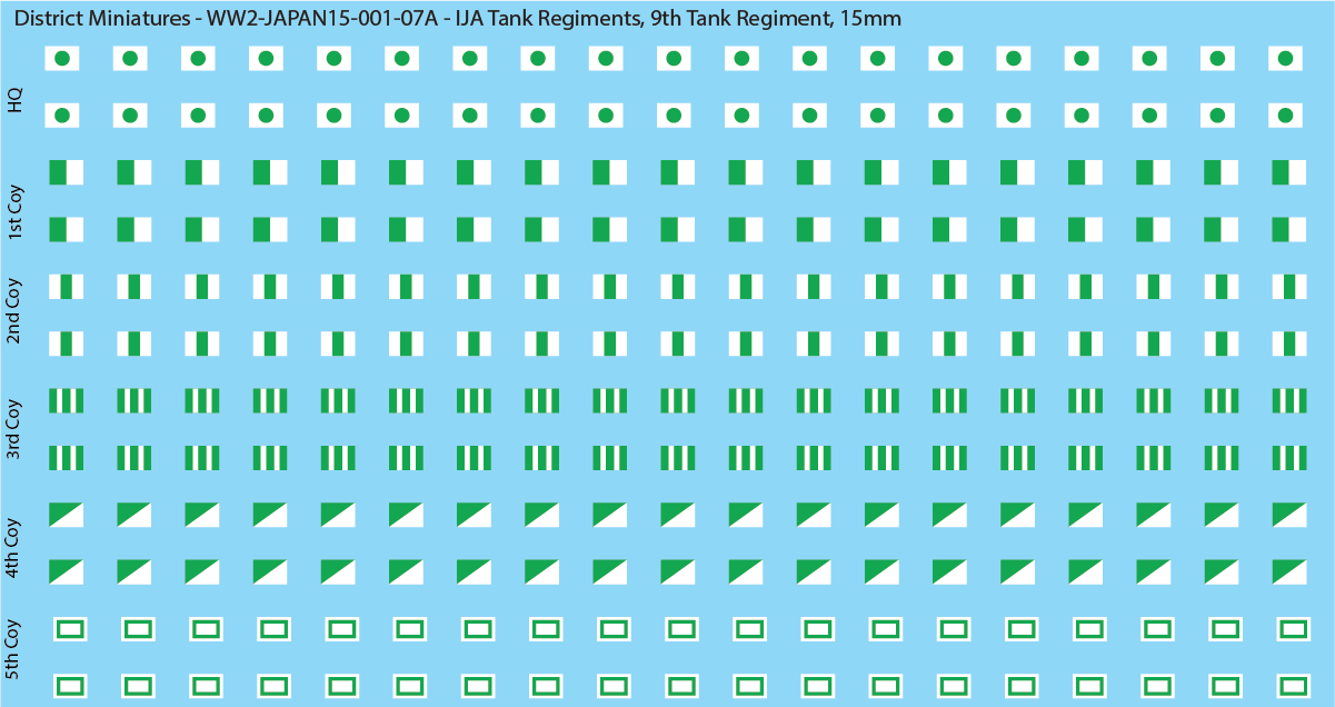 WW2 Japanese - IJA Tank Regiments, 15mm Decals