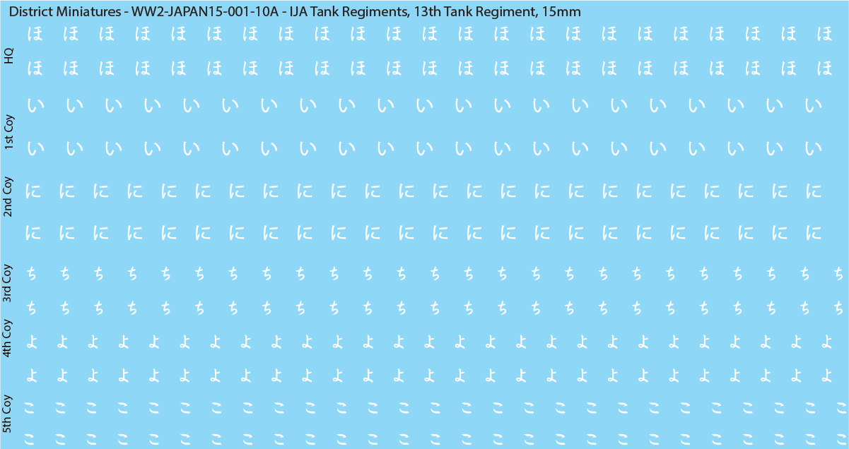 WW2 Japanese - IJA Tank Regiments, 15mm Decals