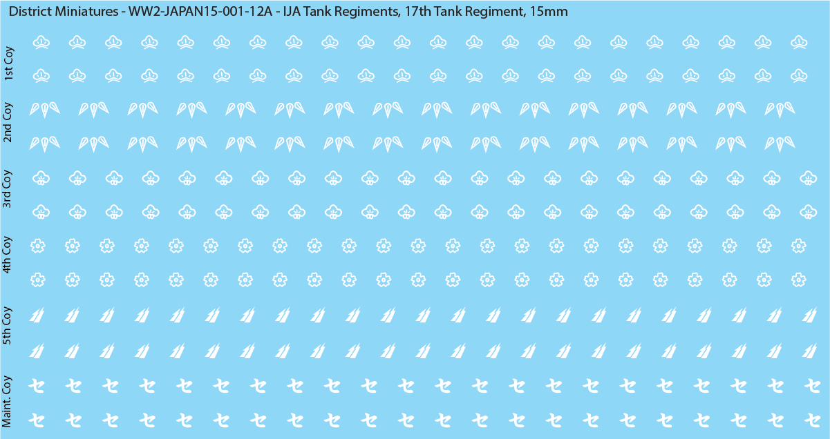 WW2 Japanese - IJA Tank Regiments, 15mm Decals