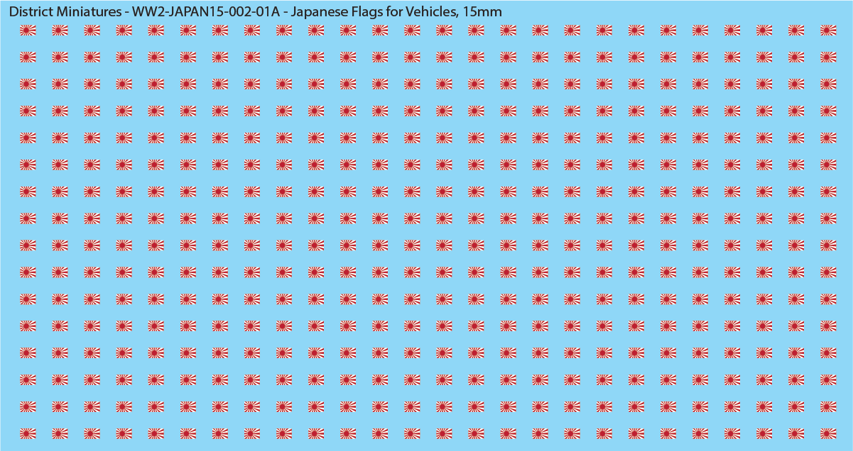 WW2 Japanese - Japanese Flags for Vehicles, 15mm Decals