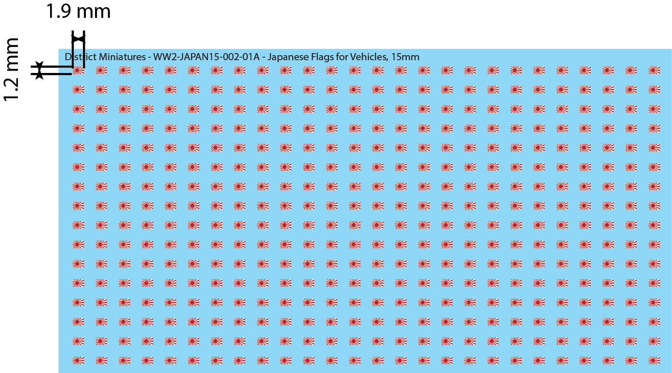 WW2 Japanese - Japanese Flags for Vehicles, 15mm Decals