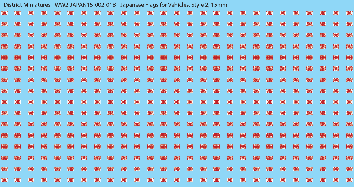 WW2 Japanese - Japanese Flags for Vehicles, 15mm Decals