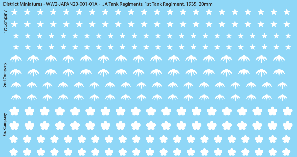 WW2 Japanese - IJA Tank Regiments, 20mm Decals