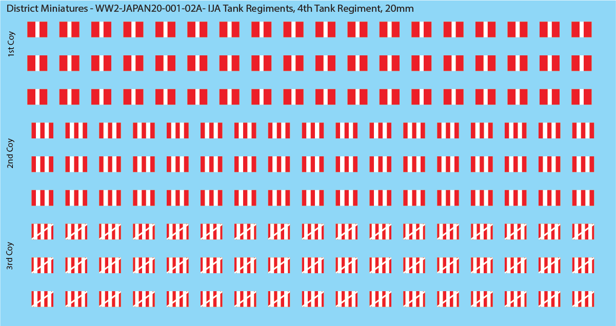WW2 Japanese - IJA Tank Regiments, 20mm Decals