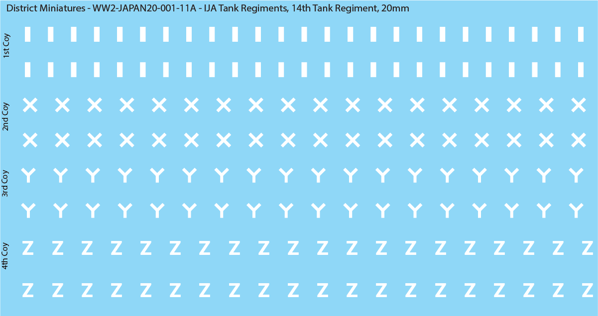 WW2 Japanese - IJA Tank Regiments, 20mm Decals