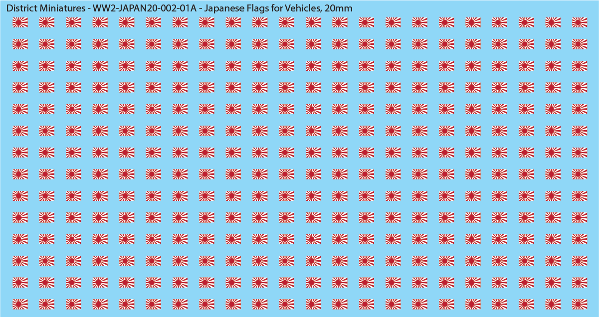 WW2 Japanese - Japanese Flags for Vehicles, 20mm Decals