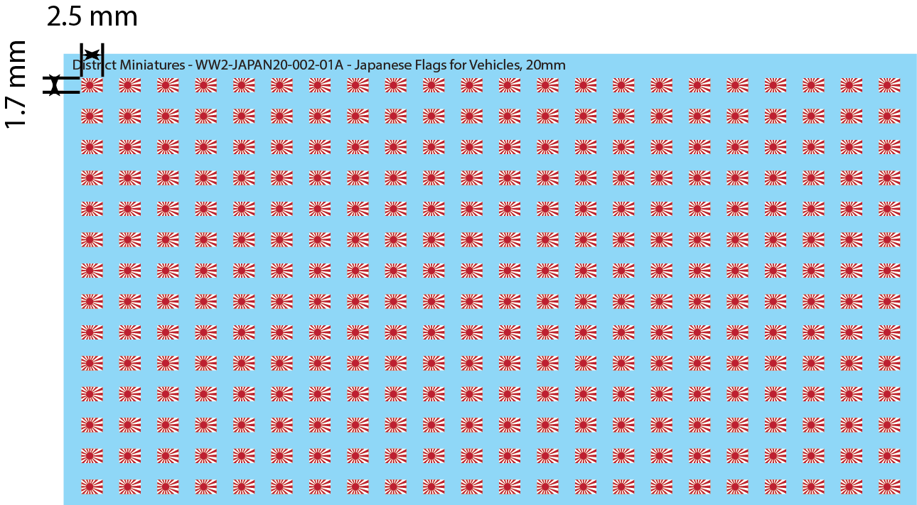 WW2 Japanese - Japanese Flags for Vehicles, 20mm Decals