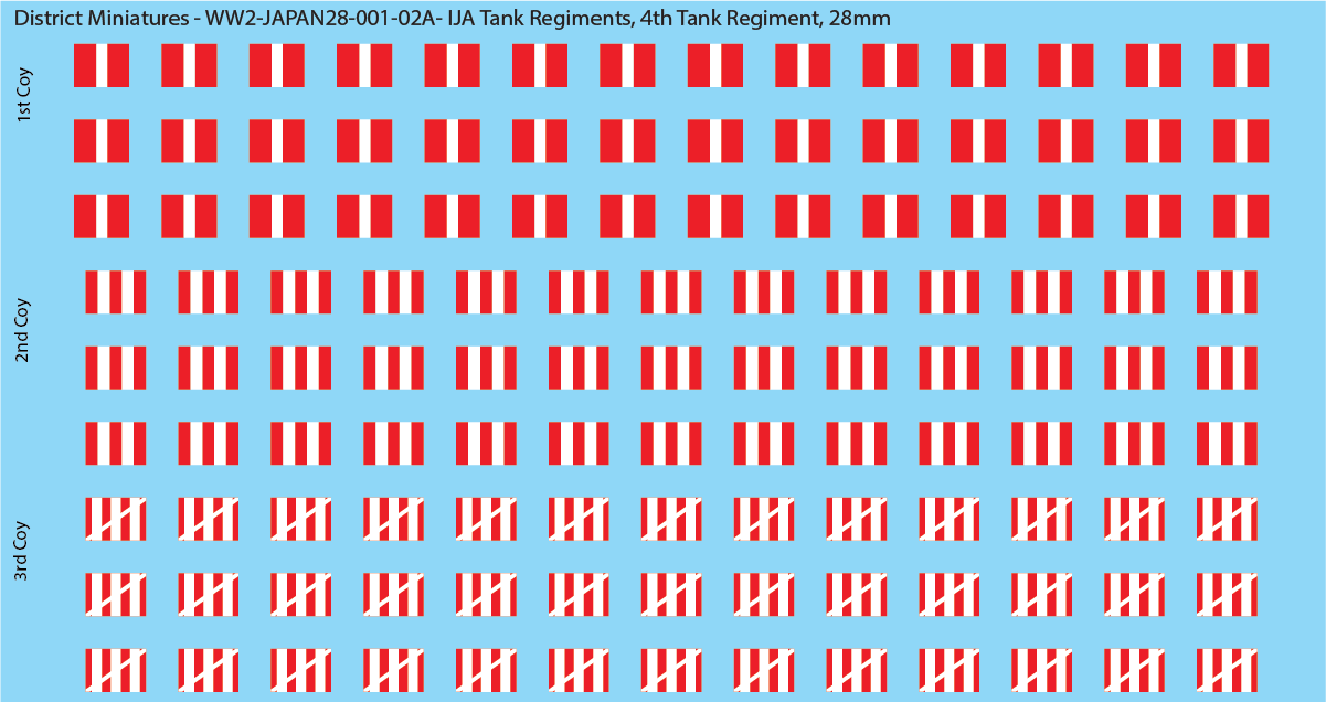WW2 Japanese - IJA Tank Regiments, 28mm Decals