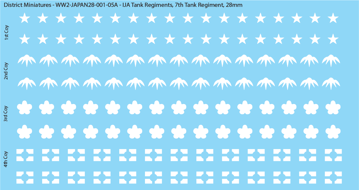 WW2 Japanese - IJA Tank Regiments, 28mm Decals