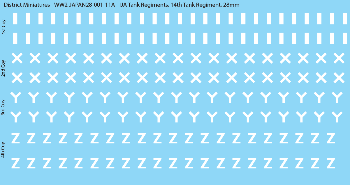 WW2 Japanese - IJA Tank Regiments, 28mm Decals