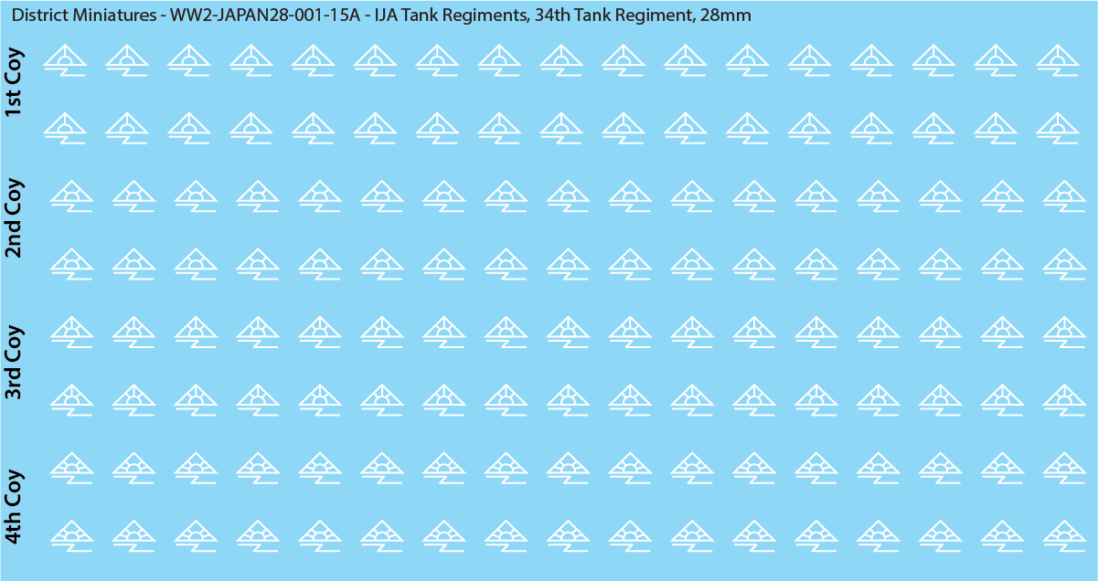 WW2 Japanese - IJA Tank Regiments, 28mm Decals