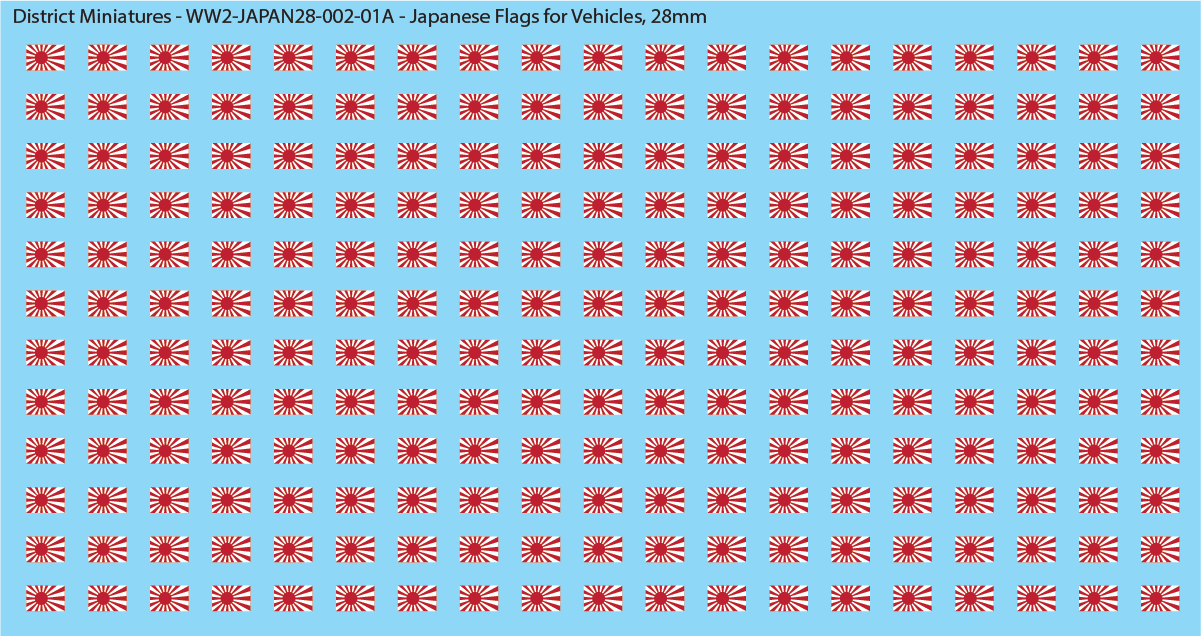 WW2 Japanese - Japanese Flags for Vehicles, 28mm Decals