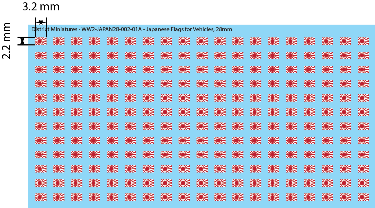 WW2 Japanese - Japanese Flags for Vehicles, 28mm Decals