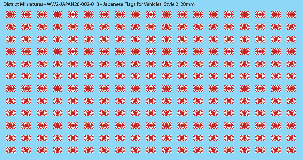 WW2 Japanese - Japanese Flags for Vehicles, 28mm Decals