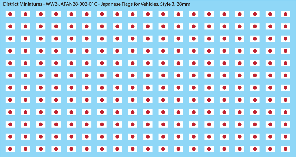 WW2 Japanese - Japanese Flags for Vehicles, 28mm Decals