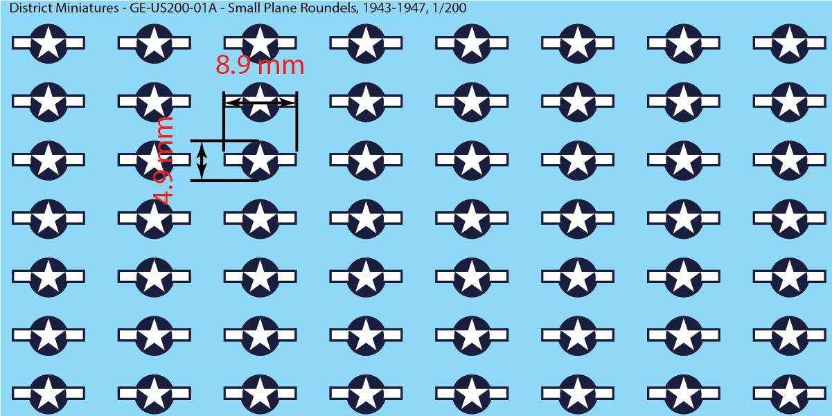 WW2 US Aircraft Roundels (Multiple Options), 1/200 Decals