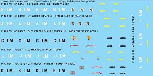 P-47, US 56th Fighter Group (Multiple Options), 1/300 Decals