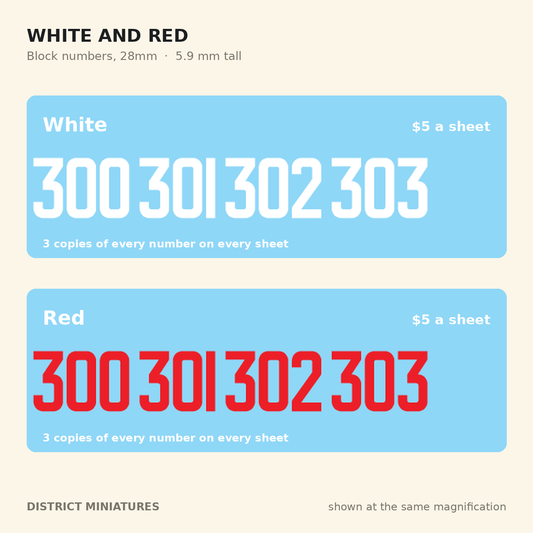 WW2 Soviet vehicle numbers in white and red, Block, 28mm
